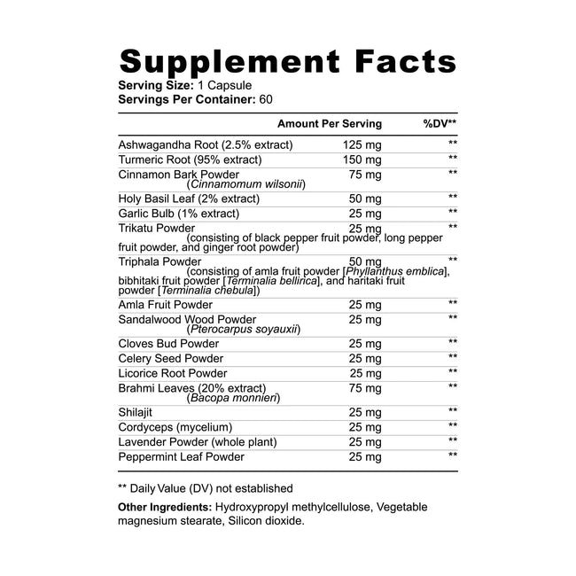 Ayurvedic complex supplement facts