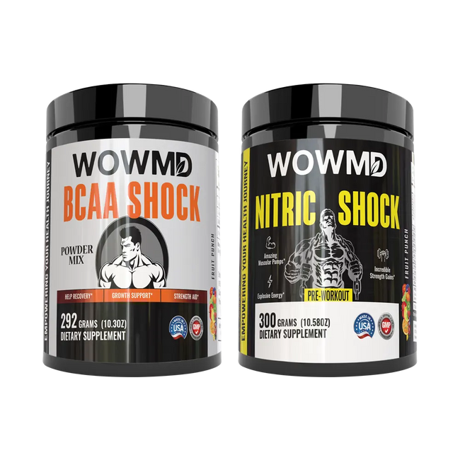 Bcaa shock fruit punch and nitric shock pre workout fruit punch combo