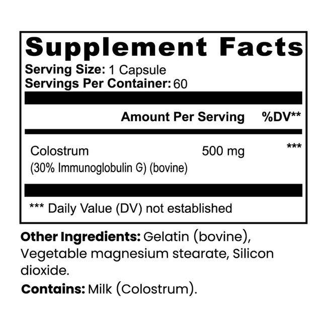 Colostrum capsules supplement fact