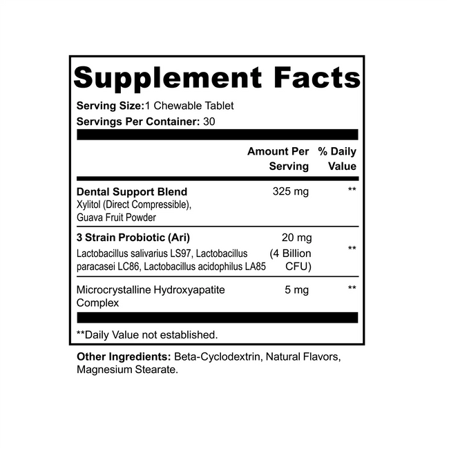 Dental oral health chewables supplement