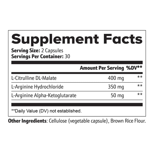 L citrulline and l arginine stack supplement facts