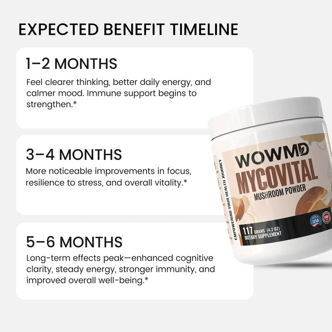 Mycovital mushroom powder benefit timeline