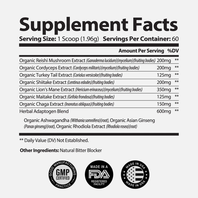 Mycovital mushroom powder ingredients