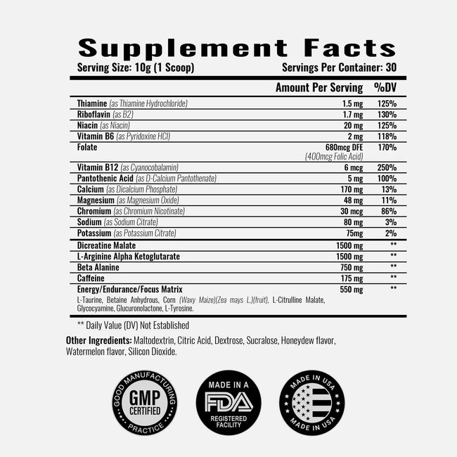 Nitric shock pre workout honeydew watermelon ingredients