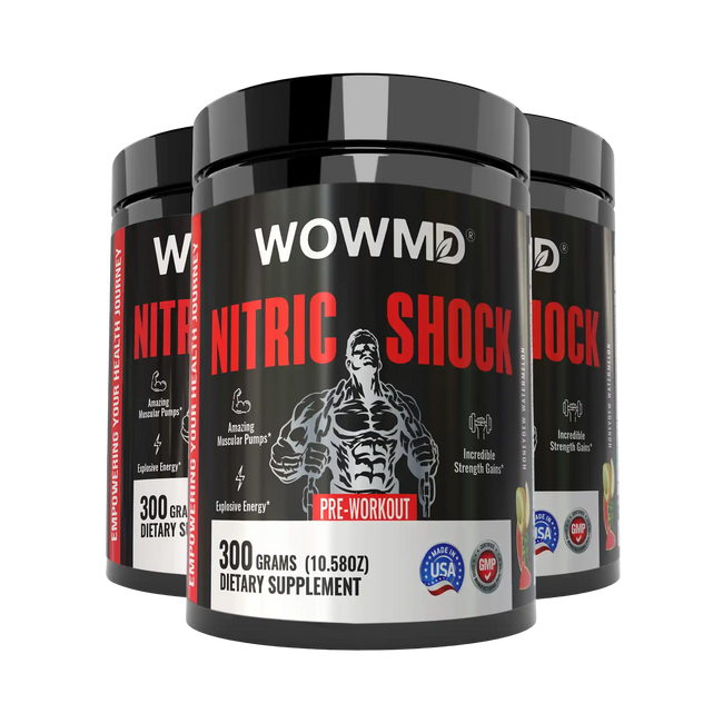 Nitric shock pre workout honeydew watermelon three bottles vlaue pack