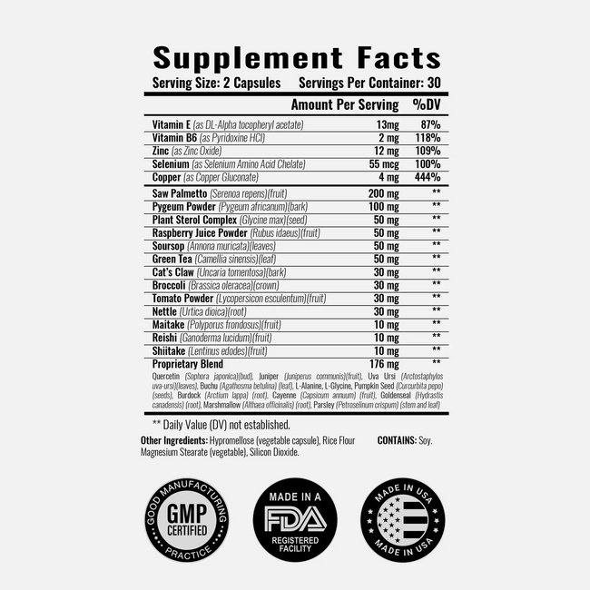 Prosta defend advanced prostate formula ingredients