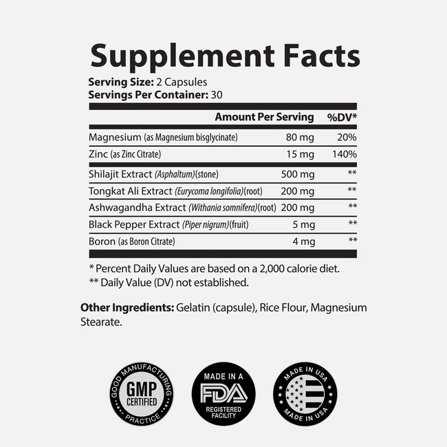 Shilajit ingredients