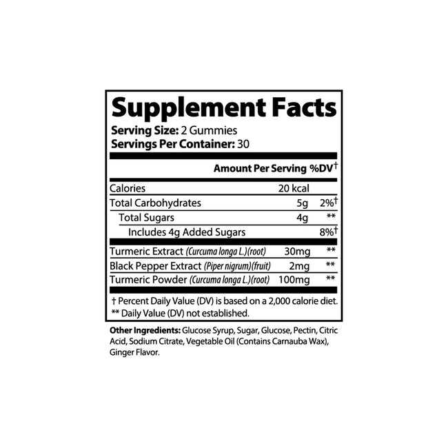 Turmeric gummies supplement facts