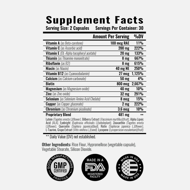 Vision guard eye care ingredients