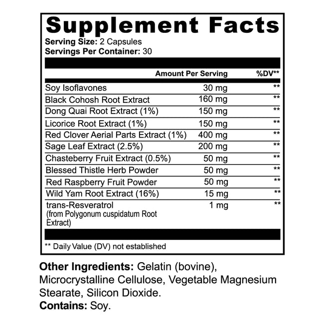 Womens vitality formula supplement fact